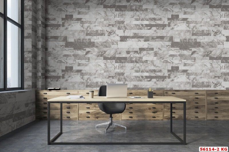 Giấy dán tường giả đá mã 56114-2 hiện đại biến không gian văn phòng làm việc của bạn độc đáo hơn